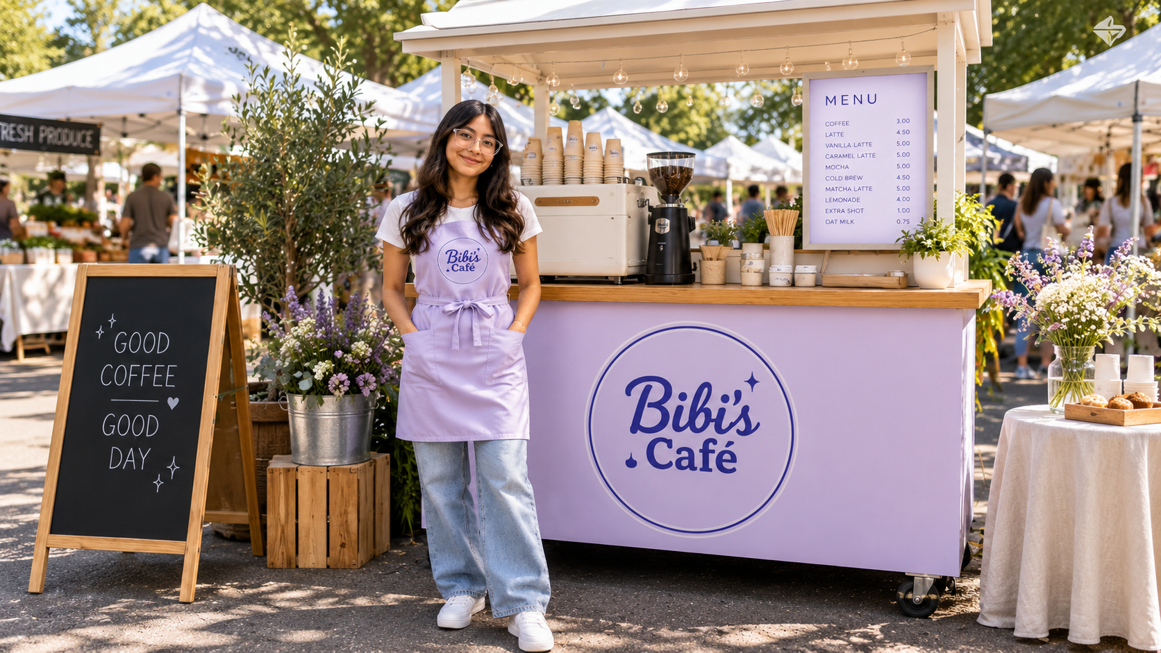 Bibi's Café cart at a farmers market
